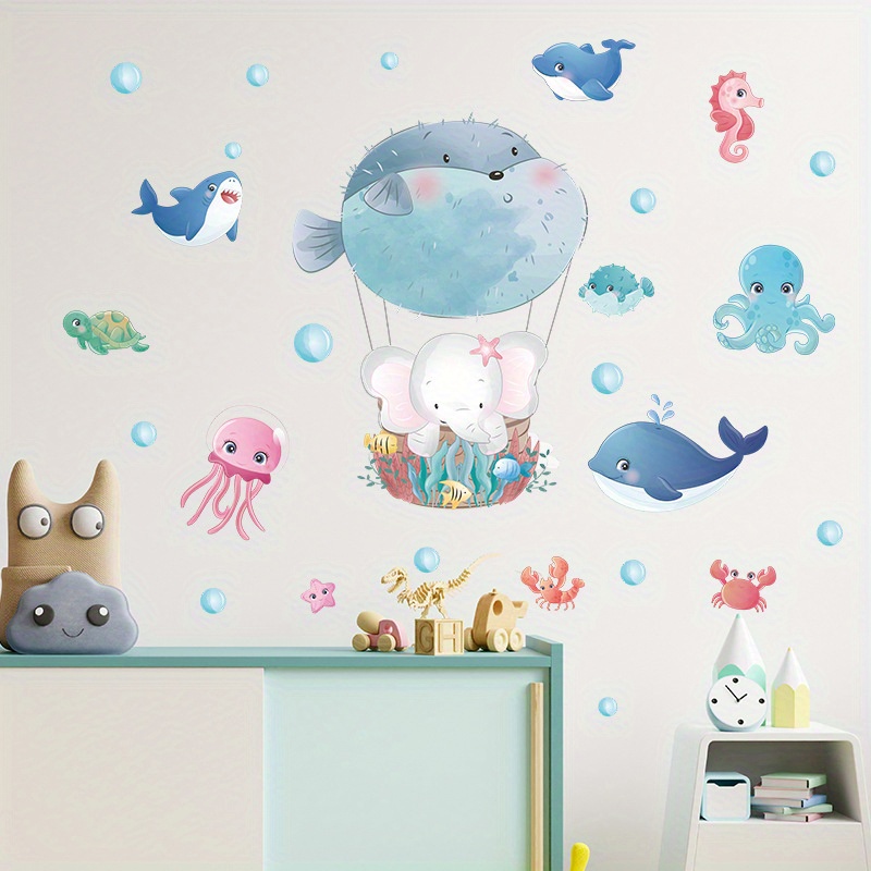 1pc, Pegatinas De Pared Decorativas De Peces Y Delfines Del Océano Para  Habitaciones Infantiles, Baños, Piscinas Para Bebés, Armarios, Cuadernos Y  Ref