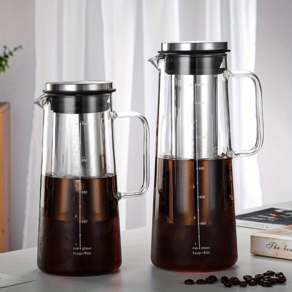Cold Brew Coffee Maker, 40 Oz Iced Coffee Pitcher with Mesh Filter, Glass  Ice Coffee Making Jug for Fridge White - AliExpress