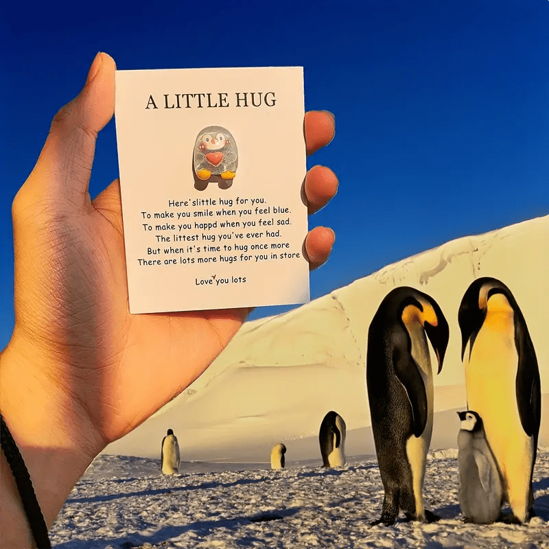 Positiver Pinguin Schlüsselanhänger – Gestrickt Mit Motivationskarte, Süßes Geschenk Für Kinder & Erwachsene