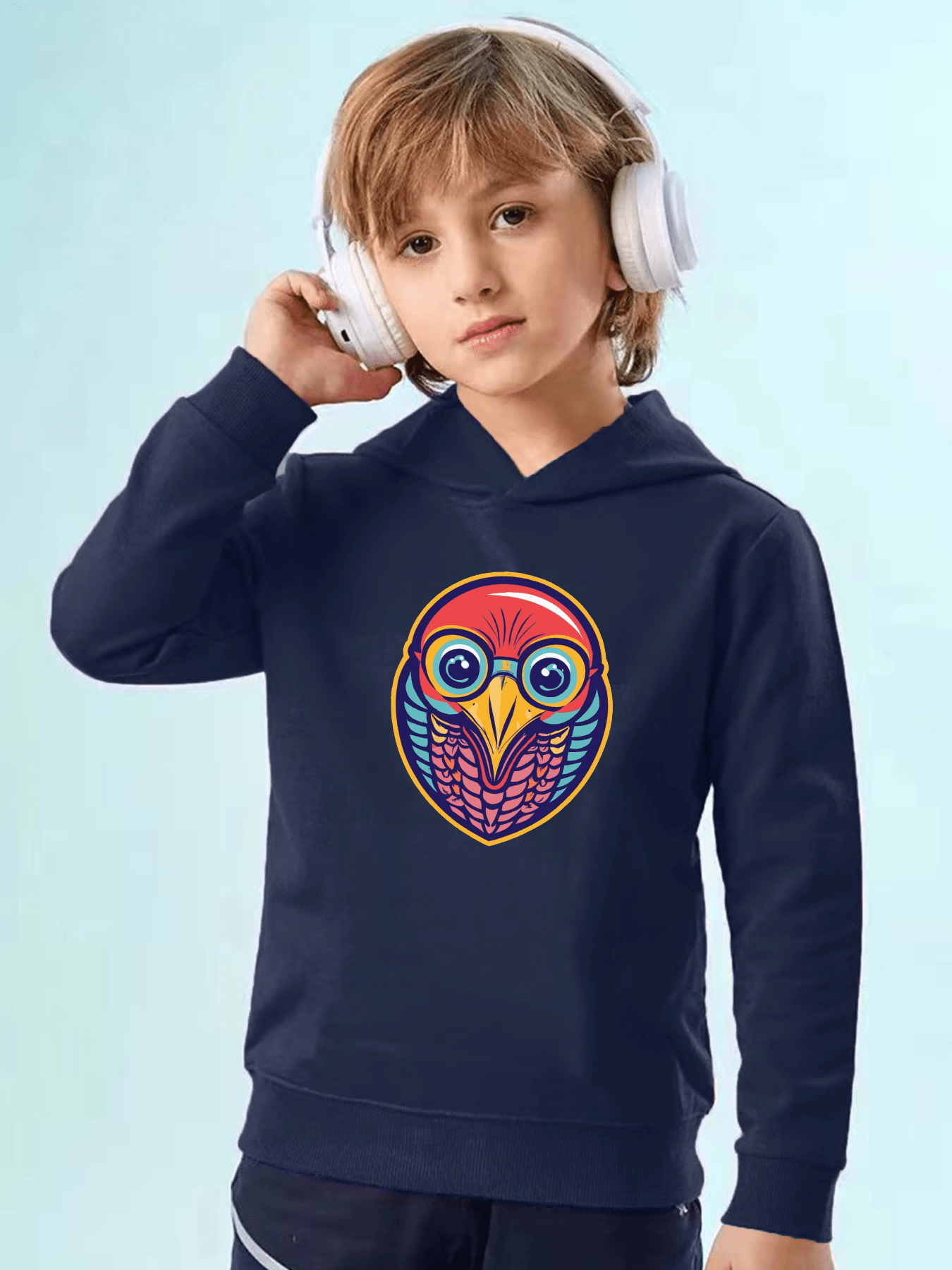 Cute Bird Print Boys Casual Pullover Long Sleeve Hoodies Temu United