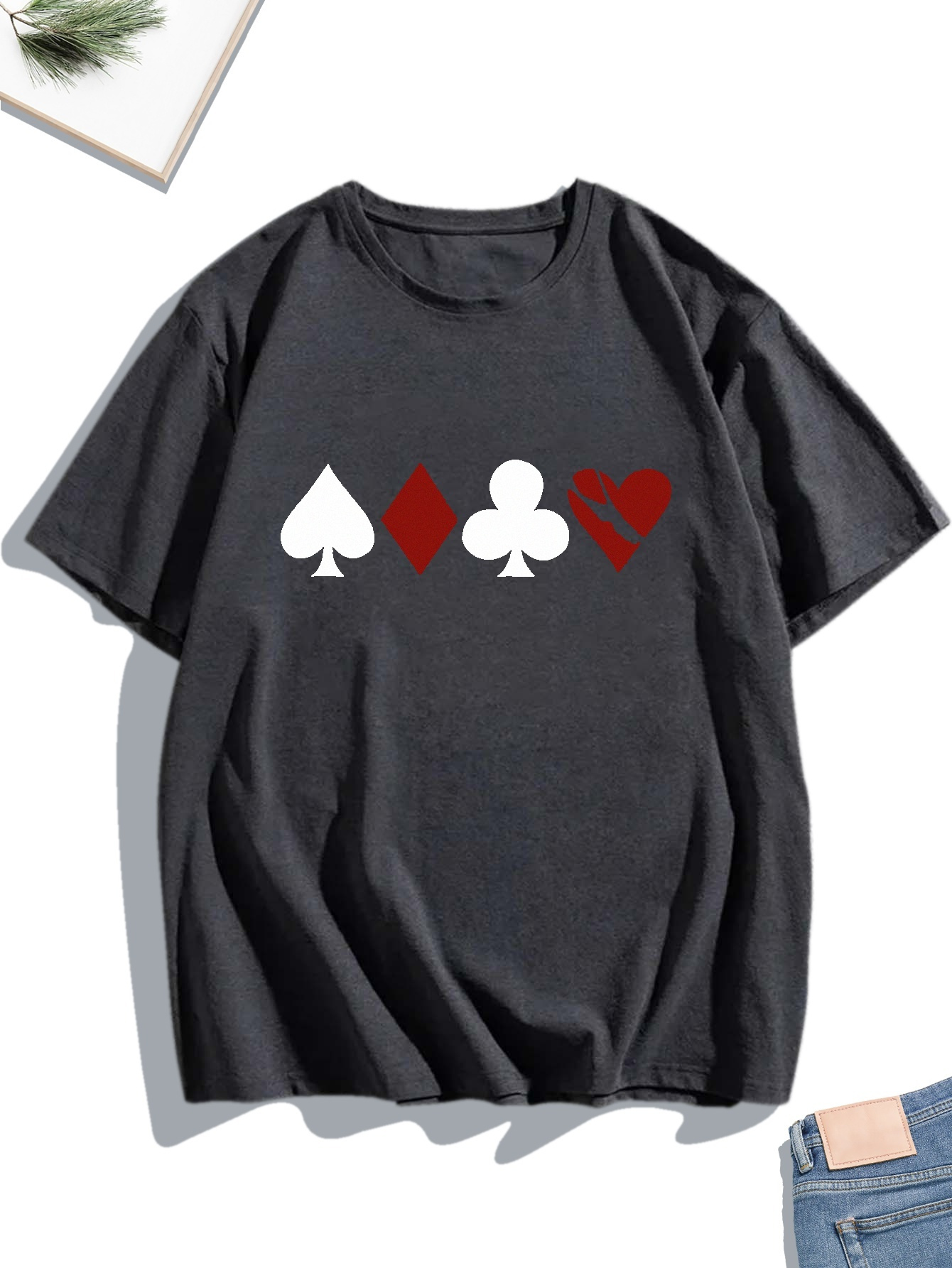 Poker Card 3d Print Camiseta Manga Larga Hombre Tops Cuello - Temu