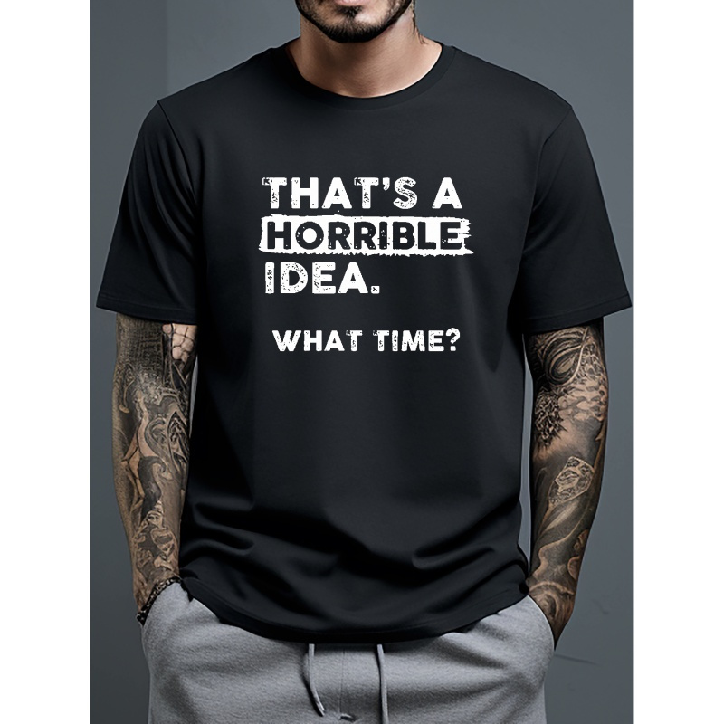 

What Time Print T Shirt, Tees For Men, Casual Short Sleeve T-shirt For Summer