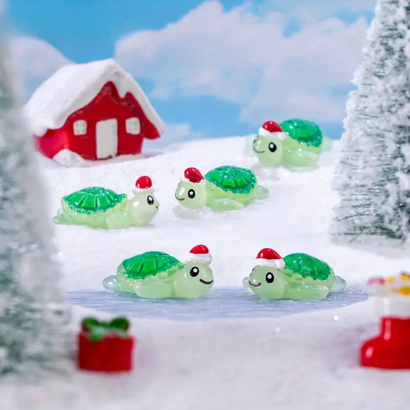 6/12 Stück Mini-Weihnachtsschildkröten-Design-Harz-Auto-Ornamente,  Auto-Dashboard-Dekoration, Auto-Rückspiegel-Dekoration,  Mini-Landschaftsornamente