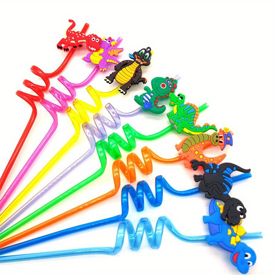 8pcs Dinosaur Plastic Drinking Straws Bar Straws for Kids Birthday Party  Decor 