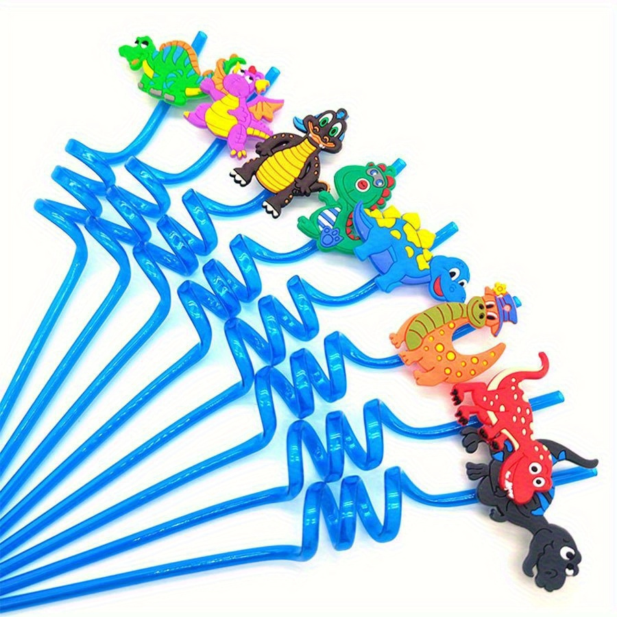 8pcs Dinosaur Plastic Drinking Straws Bar Straws for Kids Birthday Party  Decor 