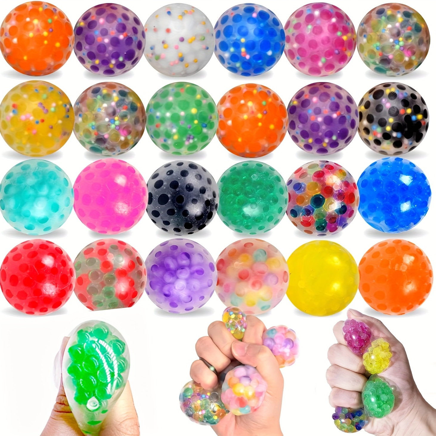 Enfants adultes Jouets 3pcs / set Stress Balls Soulagement de l'anxiété  Boules squishy Fidget Jouets Squeeze Sensory Ball Anti-stress Jouets  Cadeaux