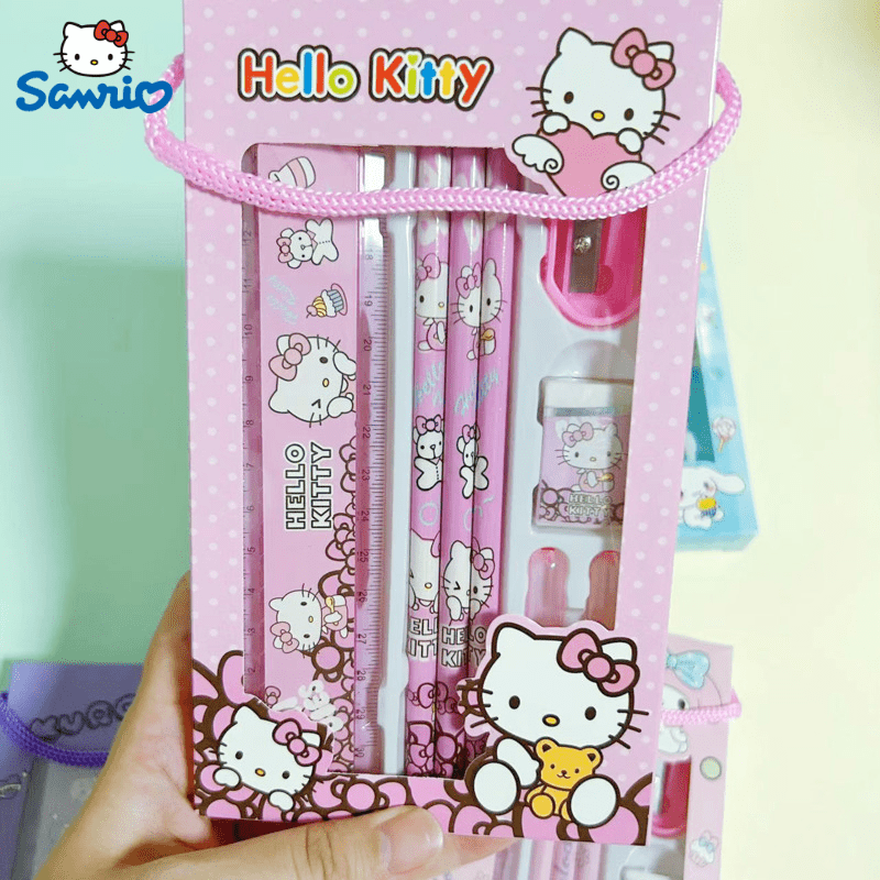 8 Pcs/set Hello Kitty Cinnamoroll Kuromi Melody Pom Pom Purin Cartoon  Handheld Stationery Set, Student Learning Gift Birthday Prize Set, Pencils  & Rulers & Erasers & Pencil Rollers