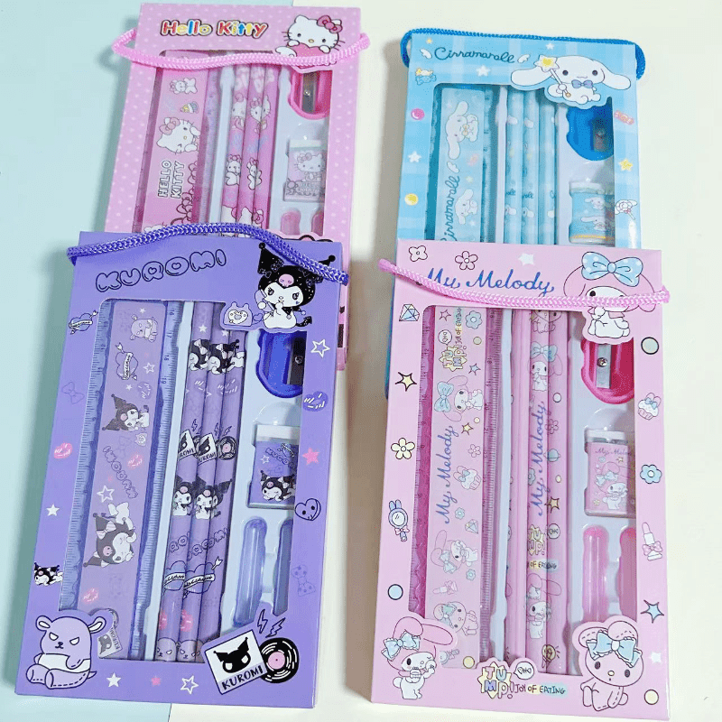 Sanrio Stationery Sets Kawaii Melody Kuromi Cinnamoroll Pompompurin  Students School Supplies Set Deluxe Stationery Package Gift