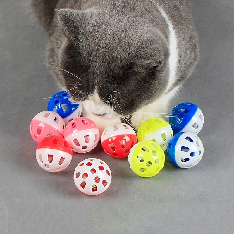 

3/5/10pcs Random Color Cat Toy Plastic Round Sound Bell Ball Cat Toy Plastic Hollow Ball Game Toy