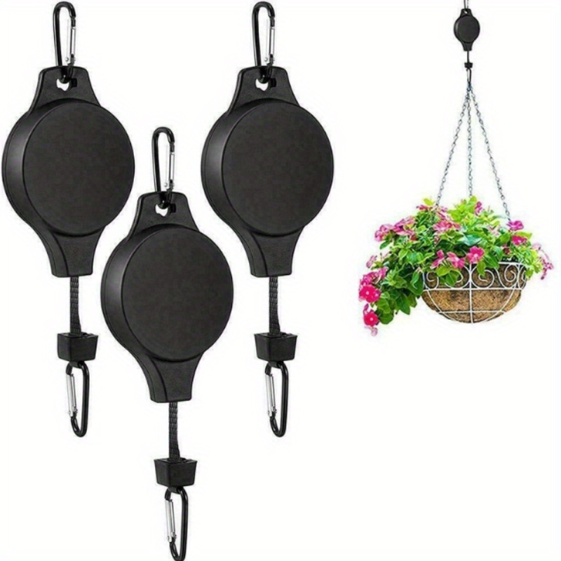 1Pc Retractable Plant Hook Pulley Hanger, Easy Reach Plant Pulley  Retractable Hanging Basket Pull Down Hanger Pulley Garden Baskets