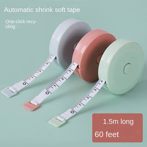 1pc 59.06inch Plastic Tape Measure, Automatic Retractable Leather Ruler Tape Measure, Measuring Clothes Leather Ruler, Cute Mini Small Soft Ruler