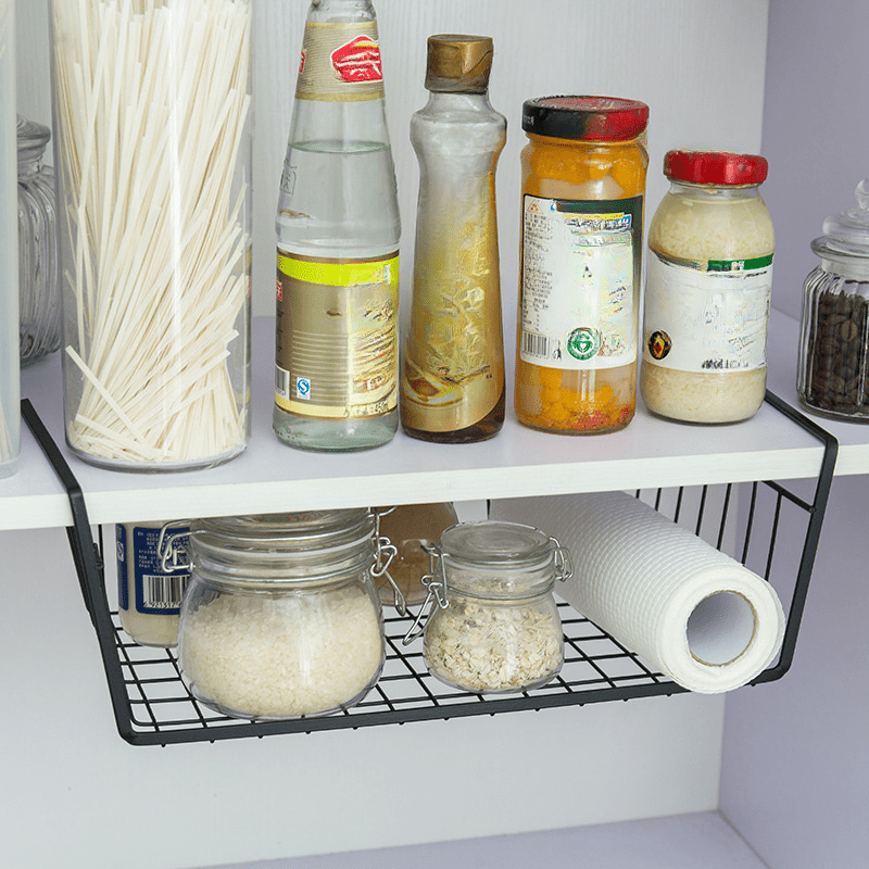 Under Cabinet Storage Basket, Household Kitchen Storage Hanging Basket,  Free Installation Dormitory Desk Storage Artifact, Layered Shelf, Kitchen  Bathroom Bedroom Office Accessories - Temu