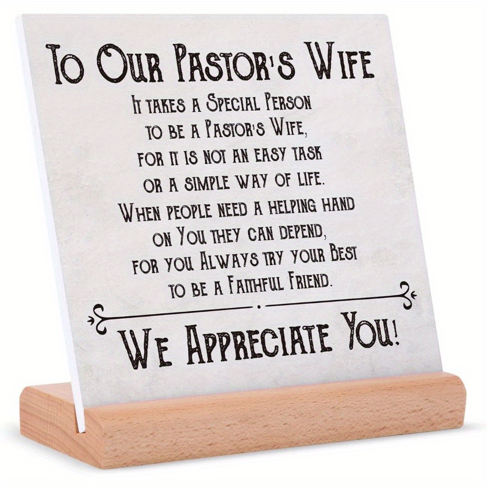 

1pc, Pastor's Wife Appreciation Gifts - Plaque With Wood Stand Decorations, Christmas Christian Birthday Gift For Preacher’s Wife, Minister's Wife, Unique Pastor's Wife Present