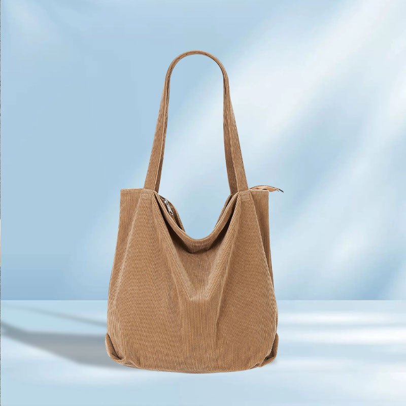 Sac à Bandoulière Canvas Pour Femme - Tote Bag Grand Format, Couleur Unie Et Texture Drapée, Idéal Quotidien Ou Voyage - 8