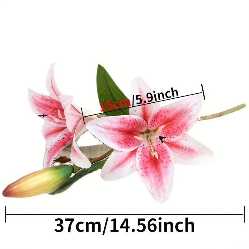 JINWOE Pink Artificial Flower Lily 2 Pcs 30 Long Stem PU Real Touch Fake  Lily Flowers for Wedding Home Party Office Decoration