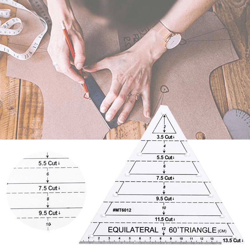 

1pc, Acrylic Quilting Sewing Patchwork Ruler Transparent Measuring Template Triangle Hexagon Sewing Craft Quilting Cutting Ruler