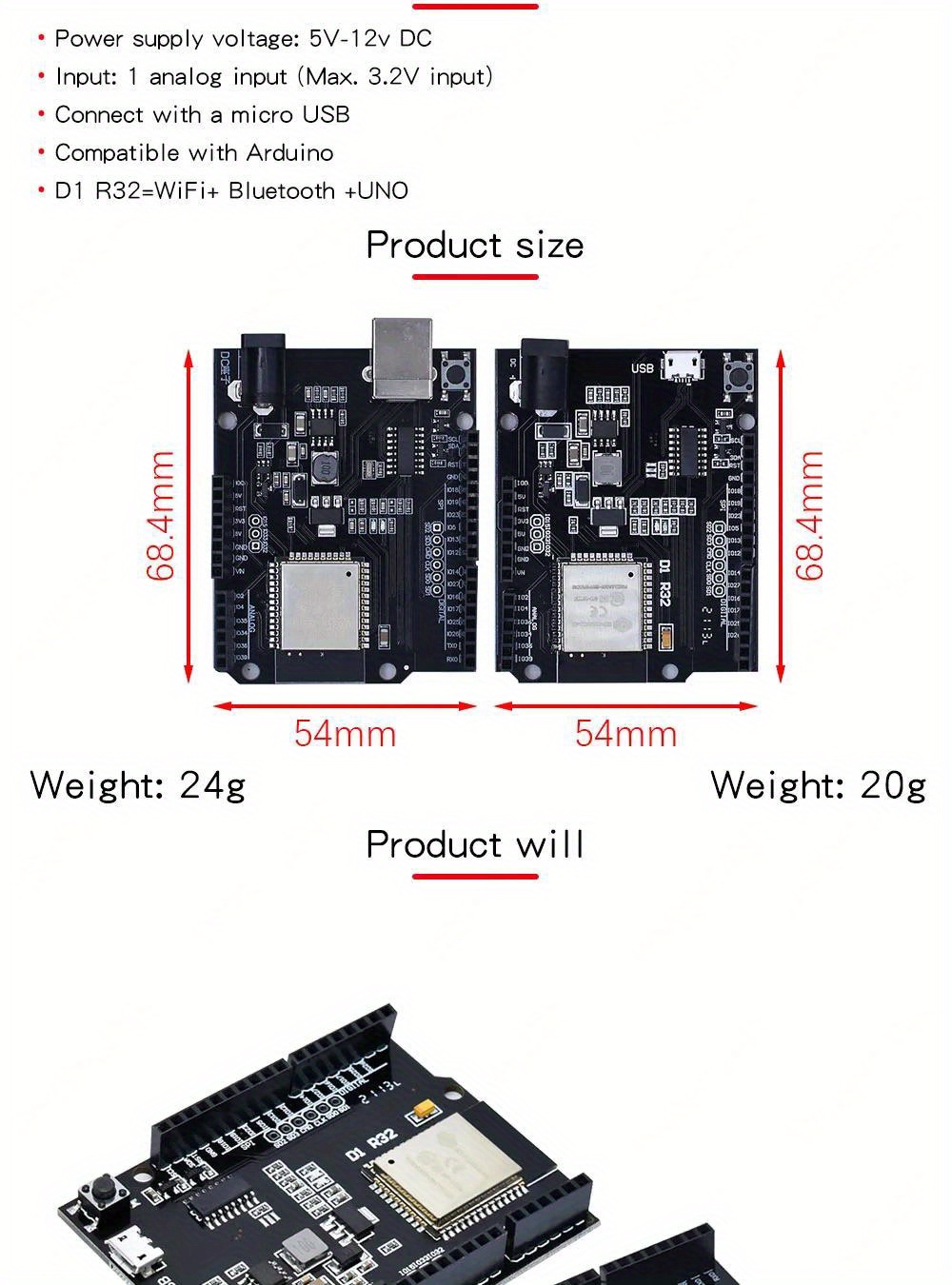 EGBO WEMOS WiFi & Bluetooth Battery ESP32 development tool ESP32