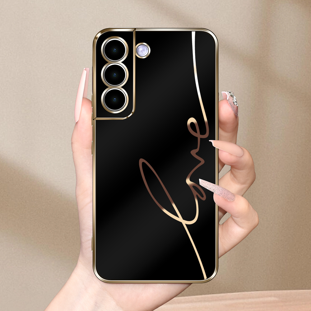 

Simple Love Letter Print High-end Electroplating New Phone Case For Samsung S23ultra/s23/a24/a34/a54/a12/a52/a23/a51/a32/a33/a13/s21/s22/s21fe/s20fe/a52/s10+/s22ultra Anti-fall Phone Case