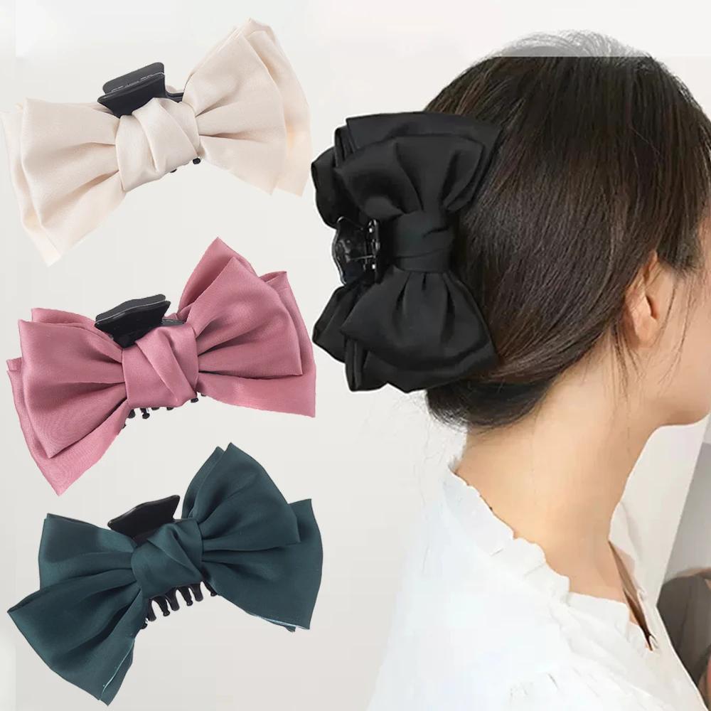 Temu 1pc Ribbon Bow Hair Claw Clip Sweet Bowknot Hair Clips, Bobby Pins, Hairpins Nonslip Ponytail Holder Hair Accessories for Women, Christmas Gifts