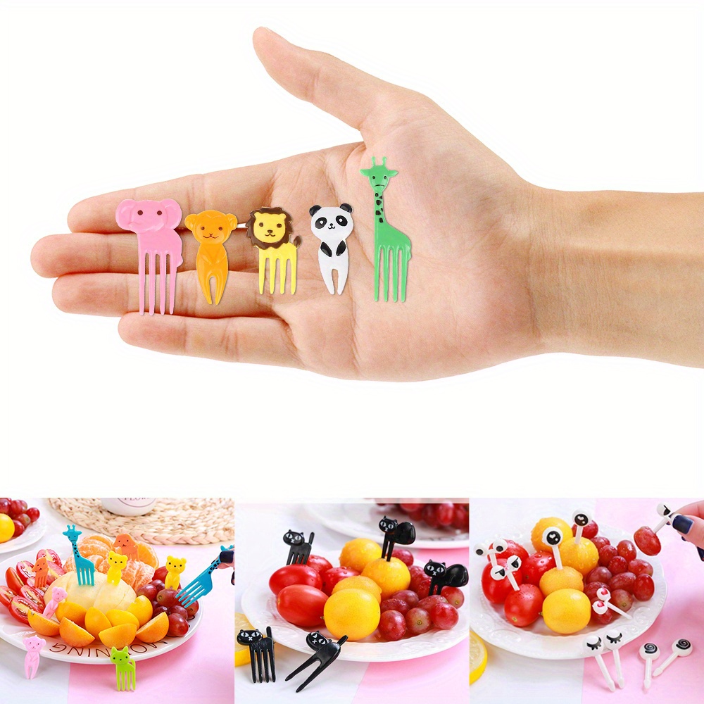 10pcs Small Animal Fruit Forks And 4pcs Mini Condiment Squeeze