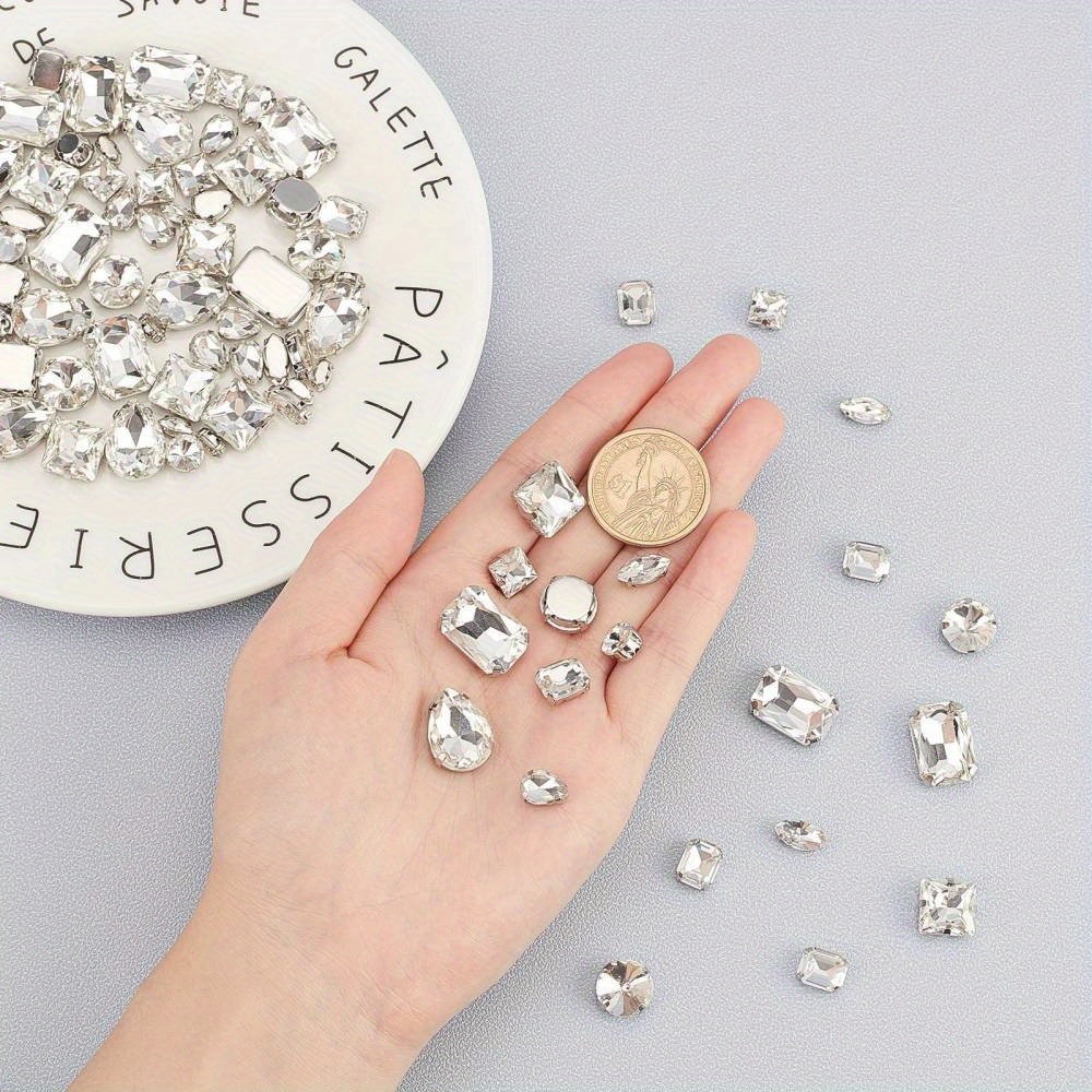 Sew On 3mm Rhinestones (Clear with Silver Setting / 100pcs) Sewing