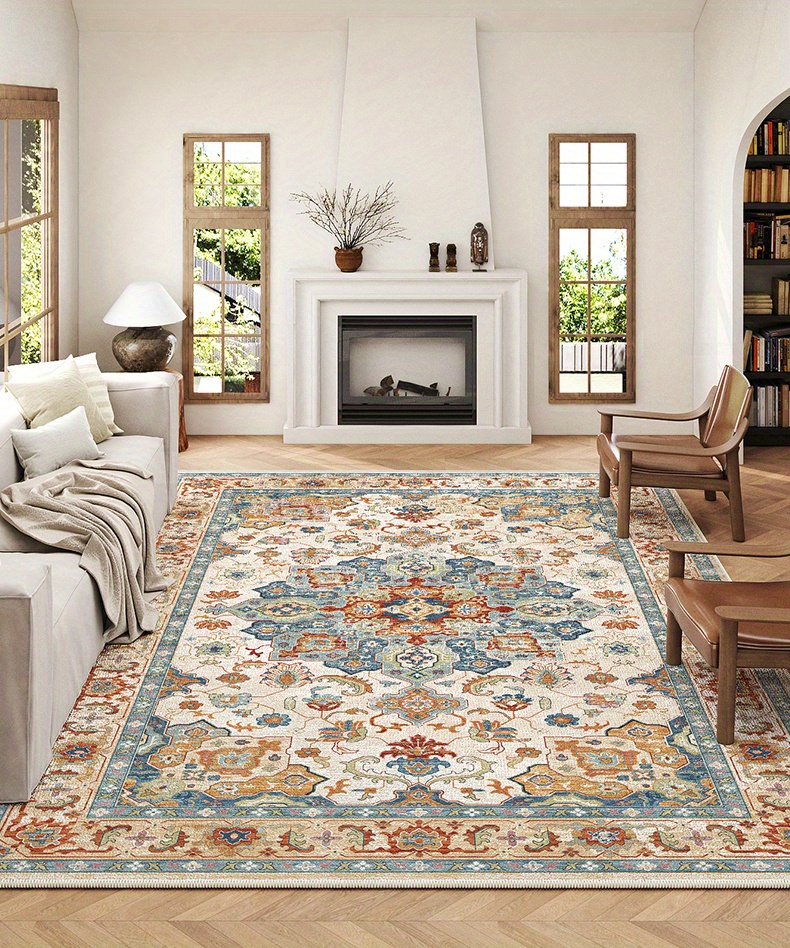 クリーニング済み！アメリカン ビンテージ風ラグ206×130 boho 1pc boho ラグ アメリカンレトロ カーペット の防滑性と洗える床マット