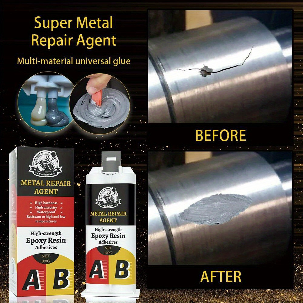 Pegamento de reparación de metales, paquete de 2 adhesivos de metal a metal  de grado profesional resistente para metal, plásticos y cerámica