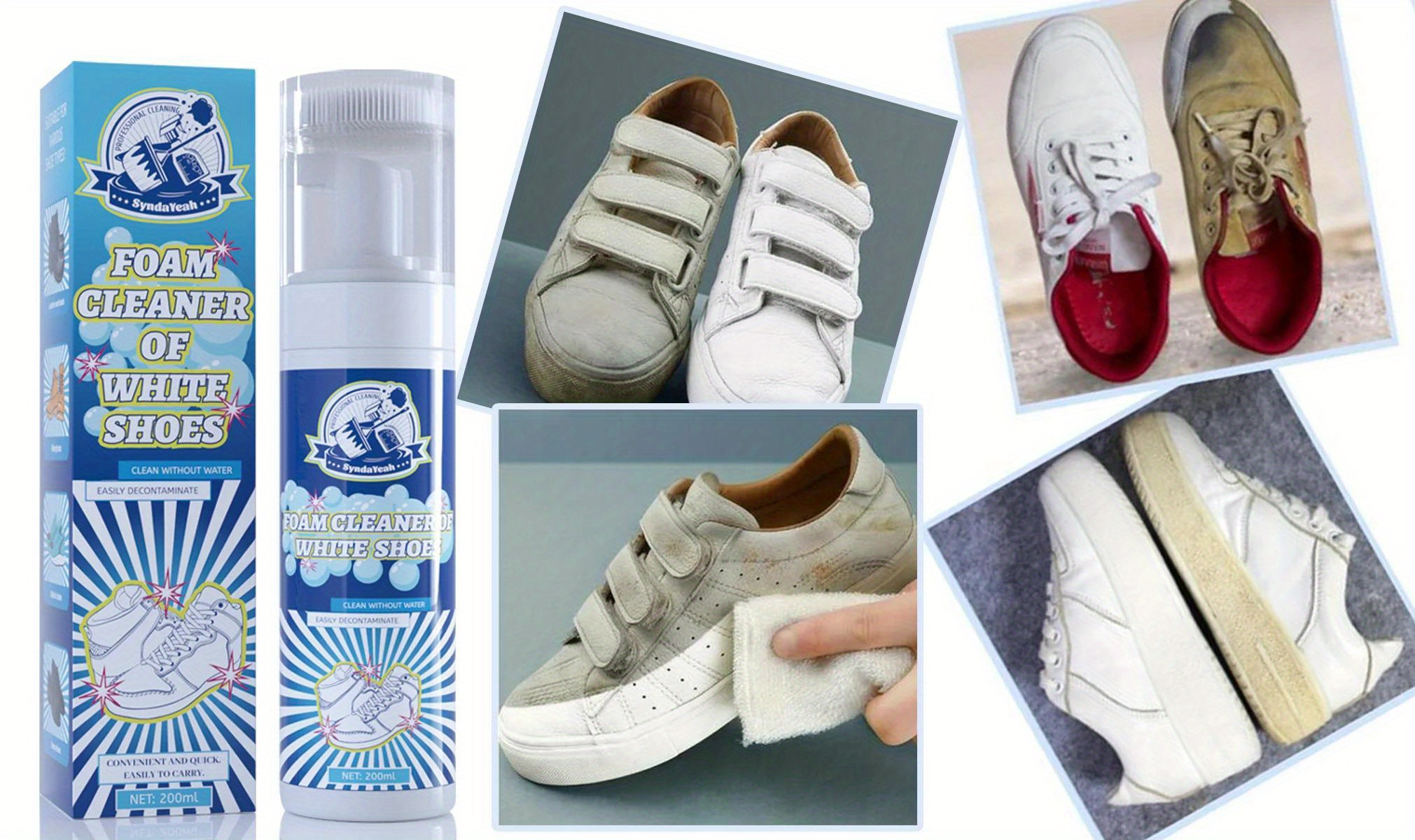 Kit De Limpieza De Zapatos De Cuero Blanco - Spray Repelente Al Agua,  Espuma, Trapo Y Esponja. Fotos, retratos, imágenes y fotografía de archivo  libres de derecho. Image 201946763