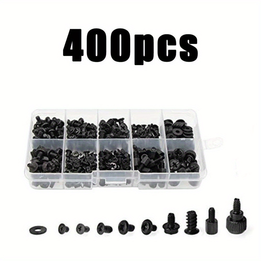 

400pcs Pc & Repair Kit: Screws, Washers, Standoffs For Hard Drives, Fans, Motherboards - Includes Mini Screwdriver