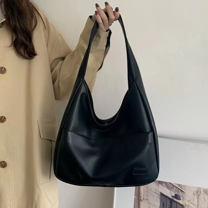 

Fashion Vegan Shoulder Bag, Trendy Solid Color Hobo Bag, Women's Casual Handbag & Tote Purse