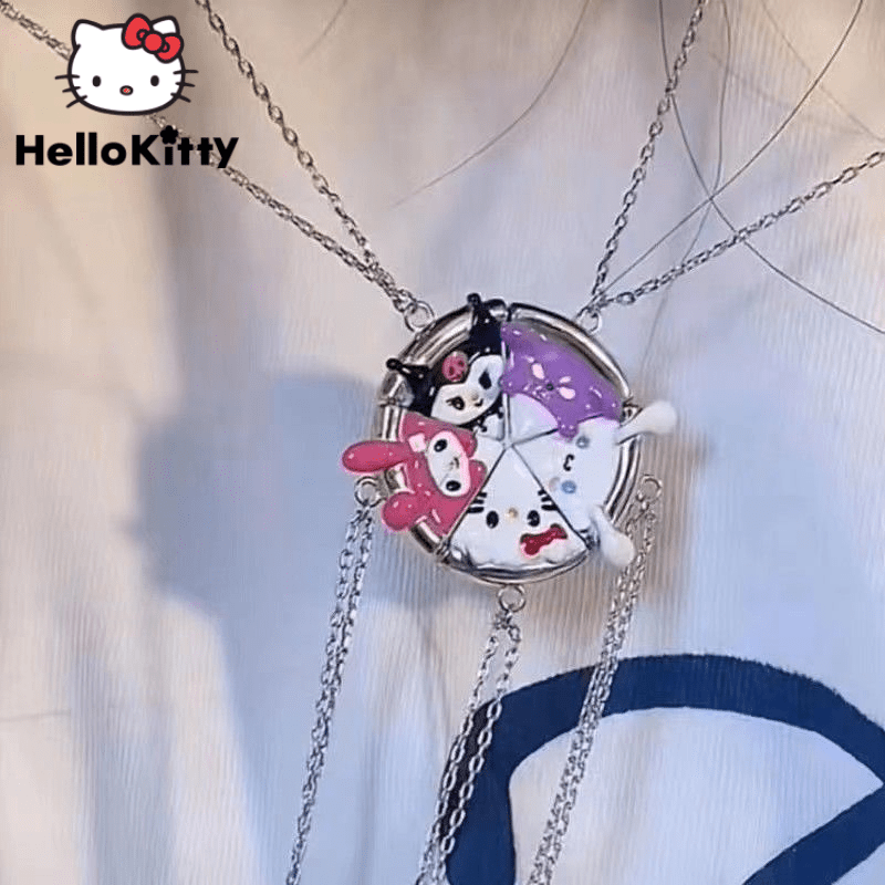 Hello Kitty Y2K Sanrio Jewelry Necklace Kawaii Hello Kitty Stuff Pals Sisters Clavicle Chain Adjustable Ladies Birthday Gift, Women's, Size: One size