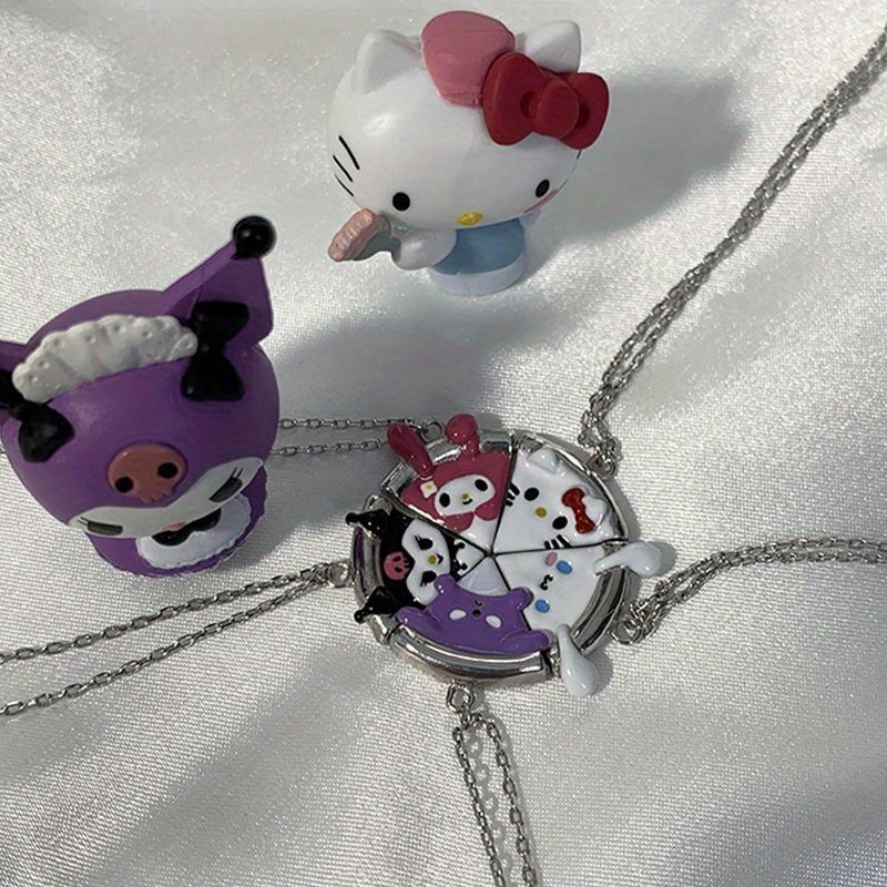 Hello Kitty Y2K Sanrio Jewelry Necklace Kawaii Hello Kitty Stuff Pals Sisters Clavicle Chain Adjustable Ladies Birthday Gift, Women's, Size: One size