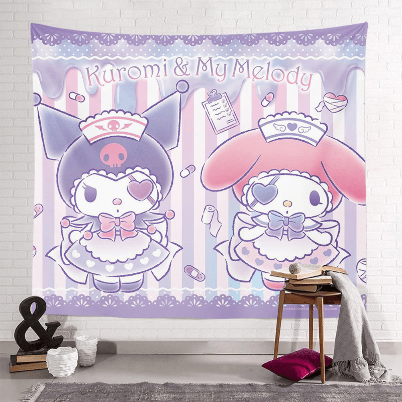 Kawaii Sanrio Cartoon Tapestry Cute Kuromi My Melody Cinnamoroll Room Decor  Y2K Room Decoration Creative Children Gifts, Y2k Room Decor