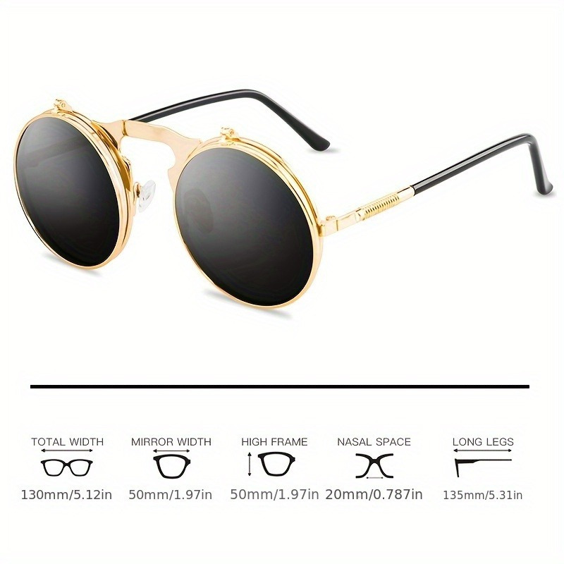 Vintage Steampunk Small Round Frame Sunglasses Trendy Unique Exquisite Flip  Sunglasses For Men Women Outdoor Party Vacation Travel Driving Decors Photo  Props, Don't Miss These Great Deals