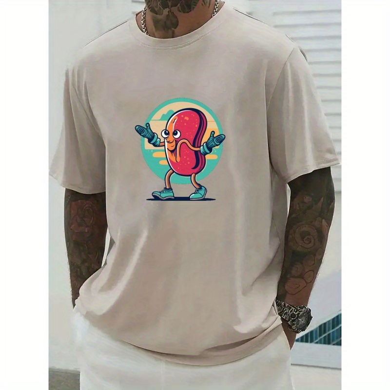 

Kidney Bean Print Tees For Men, Casual Cartoon T-shirt, Short Sleeve T-shirt For Summer