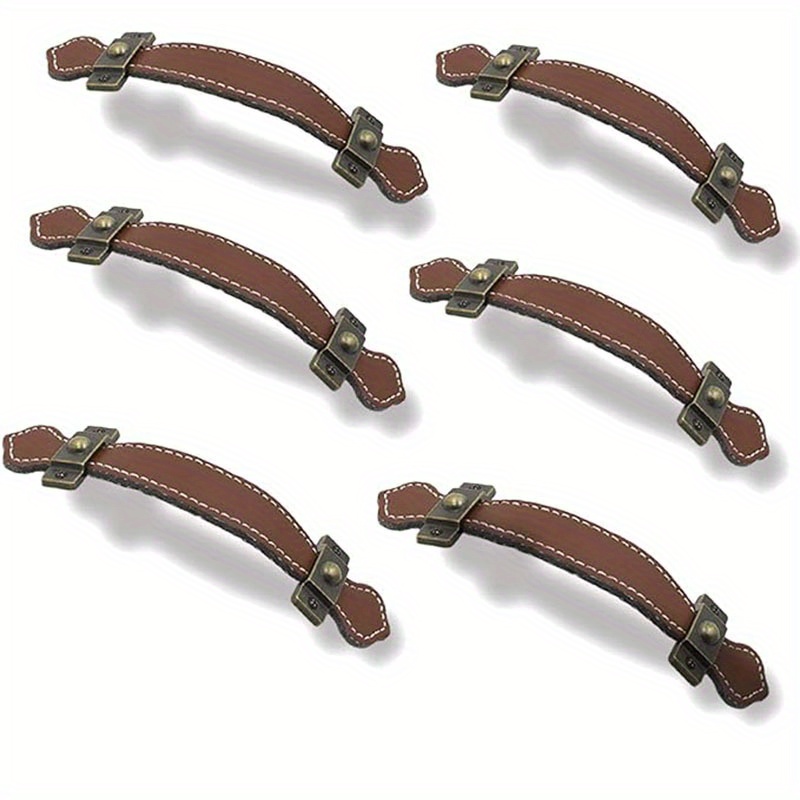 

1pc Surface Artificial Leather Furniture Handle, 6.3 (about 16.0cm) Vintage Style Leather Handle Pull Handle For Drawer/cabinet/pu Suitcase - Brown"