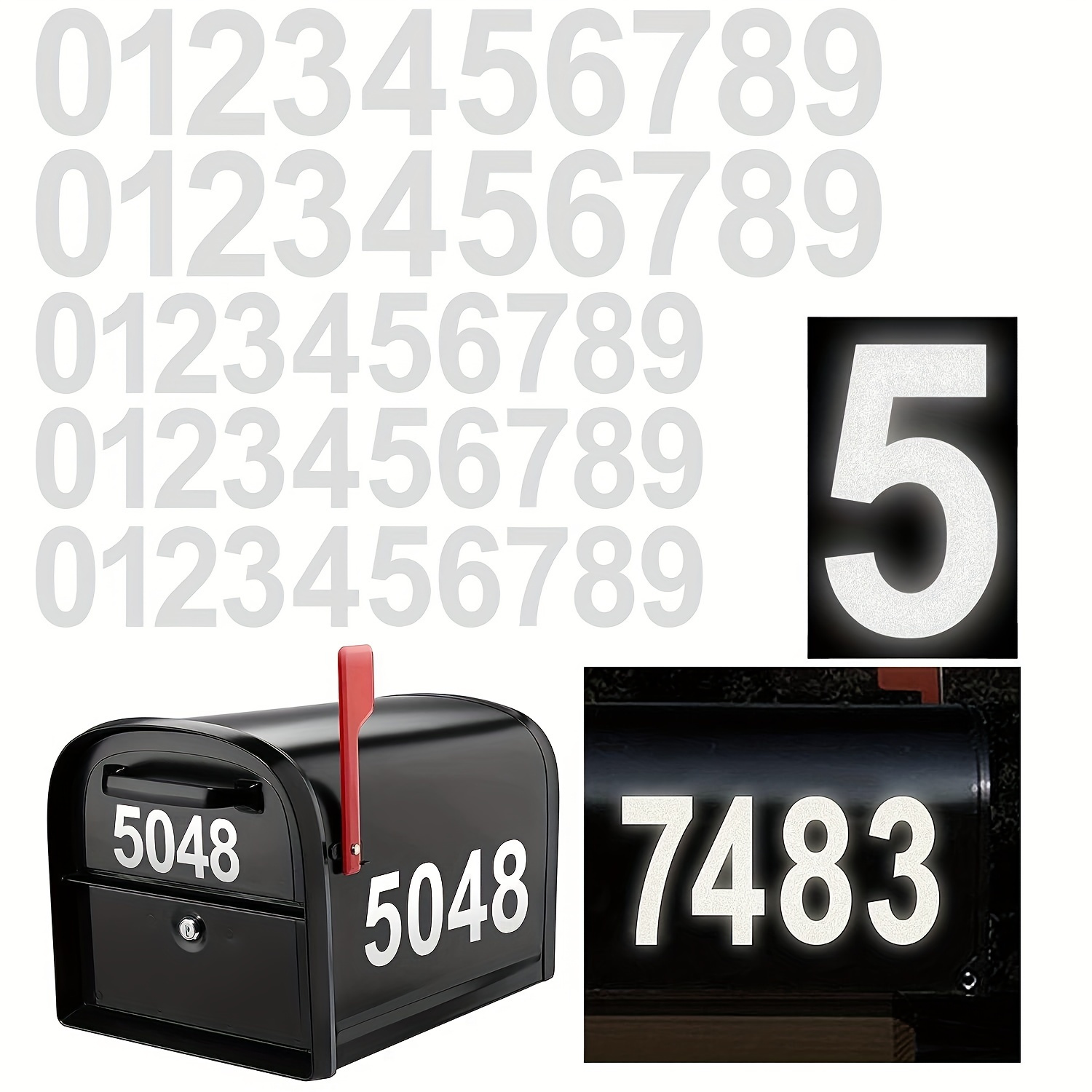 10pcs Reflective Door Number Sticker Label Scene Decor