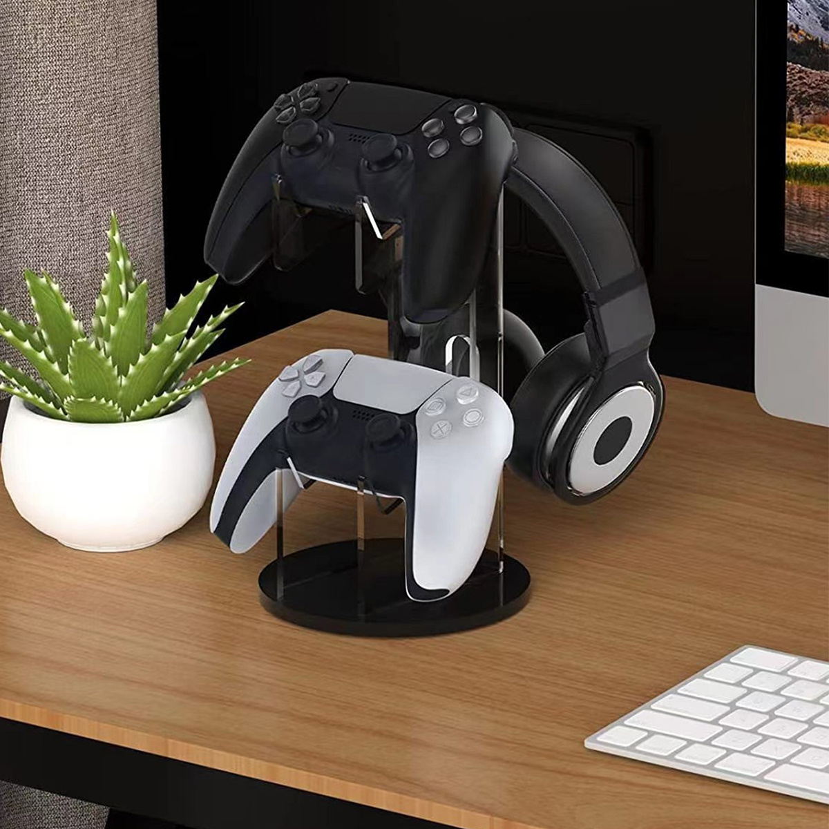 Dual Game Controller Desktop Holder Stand - Universal Design for