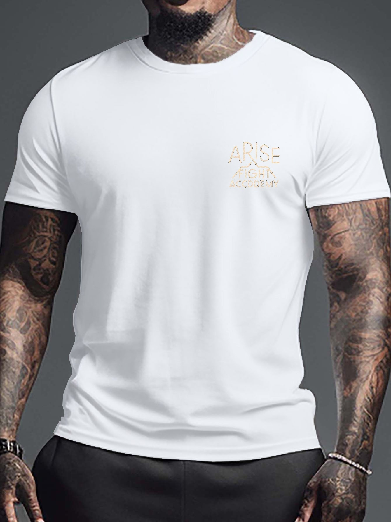 Arise Letter Print Men's Trendy Short Sleeve T-shirts, Comfy