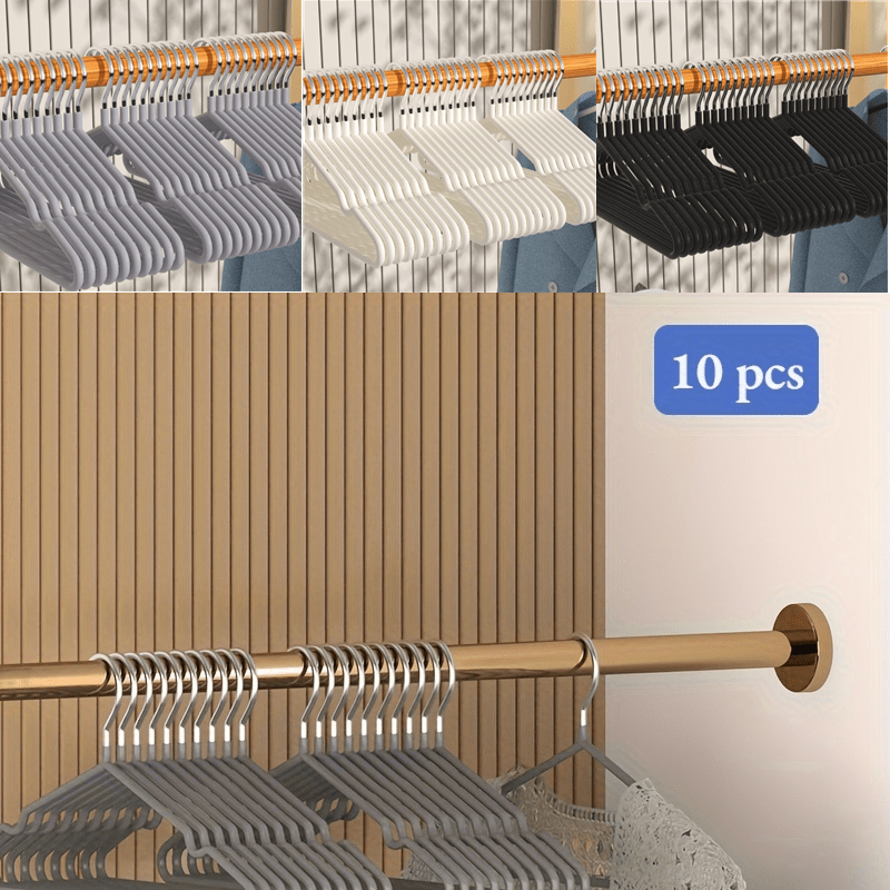 

10pcs Metal Clothes Hangers, Non-slip Traceless Clothes Drying Rack, Household Thickened Adult Clothes Drying Organizer For Bedroom, Bathroom, Home
