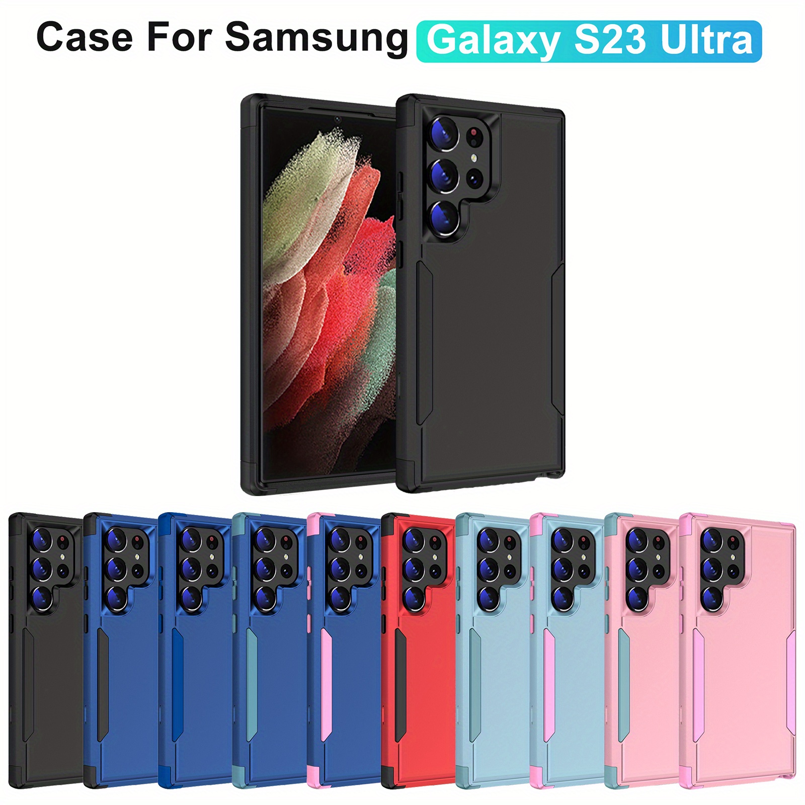 Funda para Samsung Galaxy S23 Ultra 5G, Samsung S23 Ultra Funda para  teléfono con protector de pantalla integrado, cubierta trasera delgada