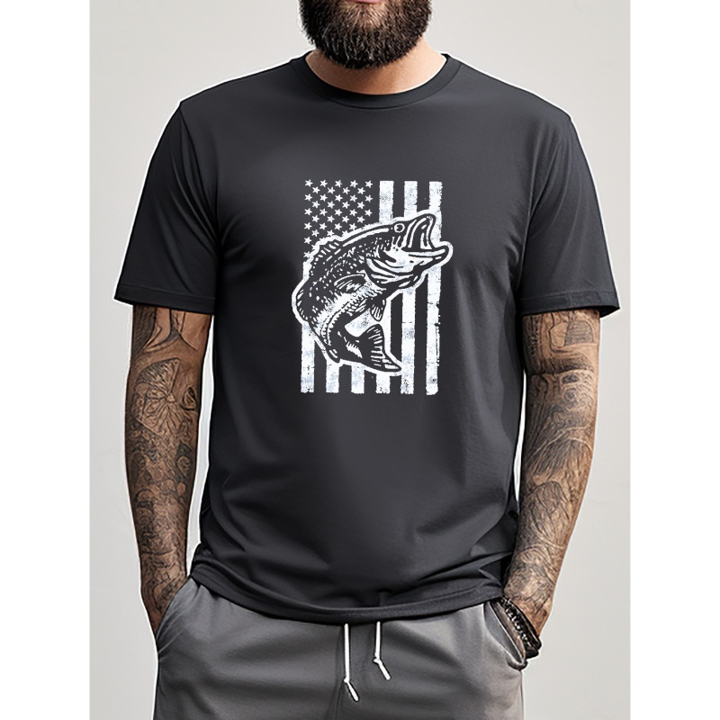 

Trout Fish Print T Shirt, Tees For Men, Casual Short Sleeve T-shirt For Summer