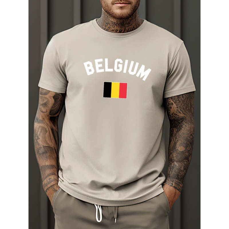 

Belgium Print T Shirt, Tees For Men, Casual Short Sleeve T-shirt For Summer