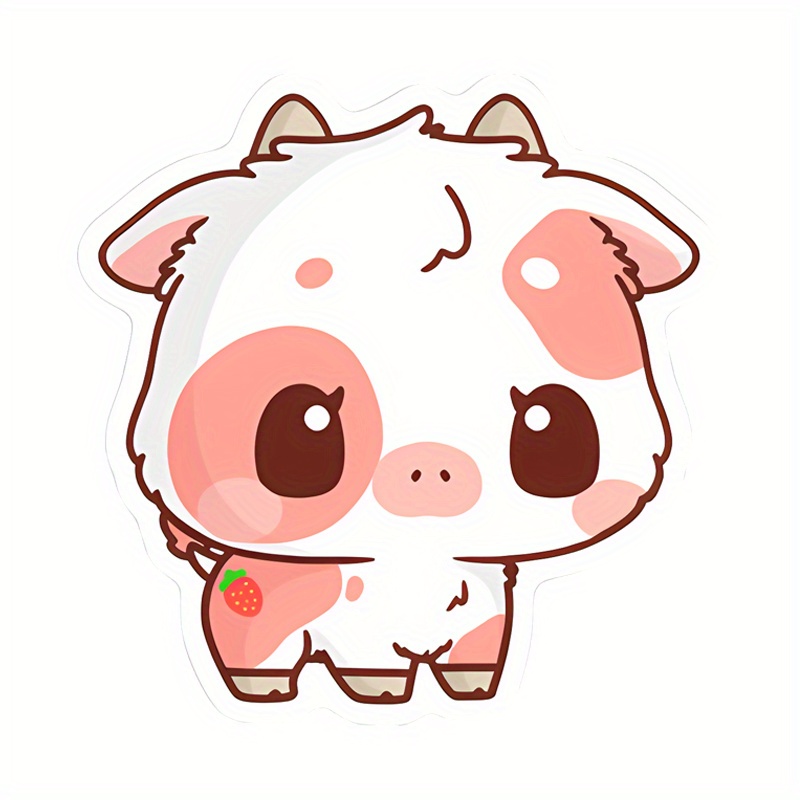 Cute Strawberry Cow Stickers For Notebook Computer Phone - Temu