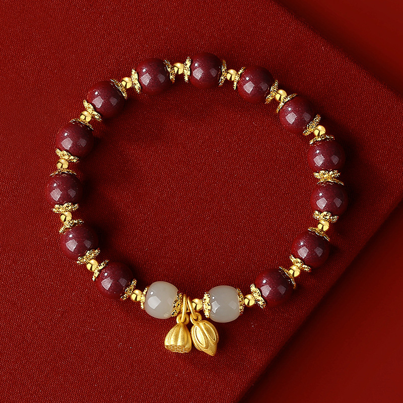 

1pc Exquisite Natural Cinnabar Bracelet, Feng Shui Lucky Bracelet, Holiday Gift, Christmas Gift For Men Women