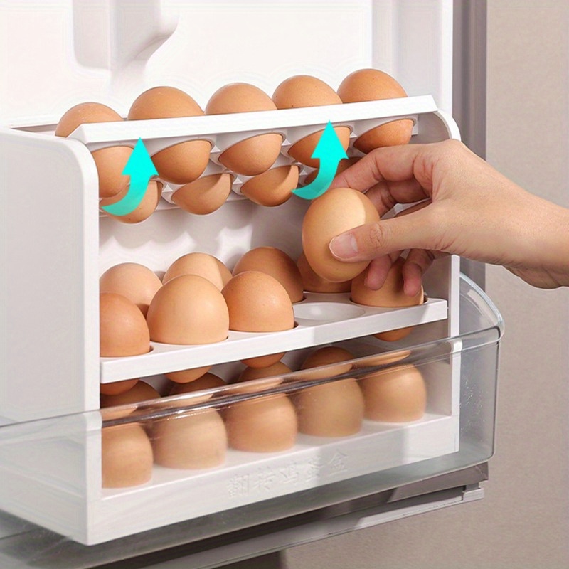 Egg Holder for Refrigerator,2 Tier Rolling Egg Dispenser 28 Eggs  Storage,Automatic Egg Roller Refrigerator container & organizer Save Space  for Fridge