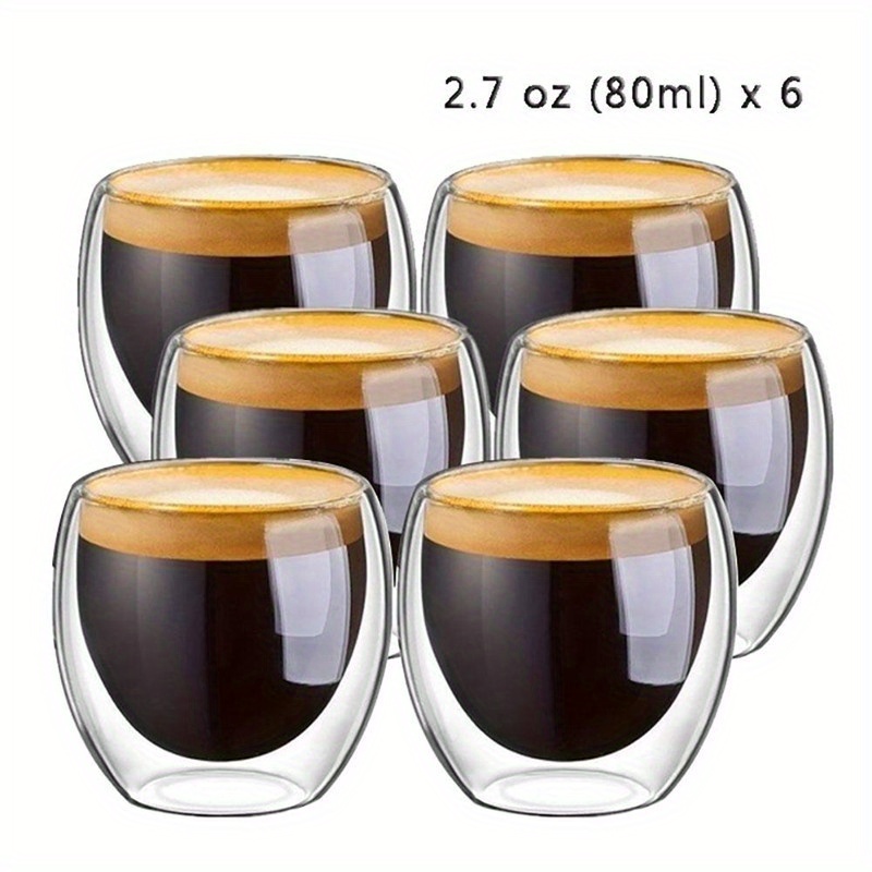 Customizable Logo 2.7oz Double Wall Glass Coffee Mug Espresso Cups