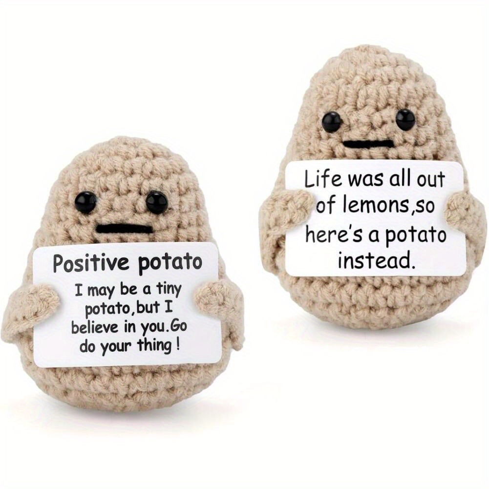  Funny Positive Potato Crochet Potato with Positive Card Funny  Home Decor Potato - Cheer Up Gifts for Friends Party Decoration Mini  Crochet Accessories 3in (L Potato) : Arts, Crafts & Sewing