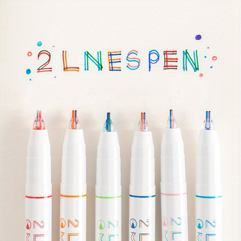 

1 Set 6pcs Double Line Stereo Effect Colorful Gel Pens