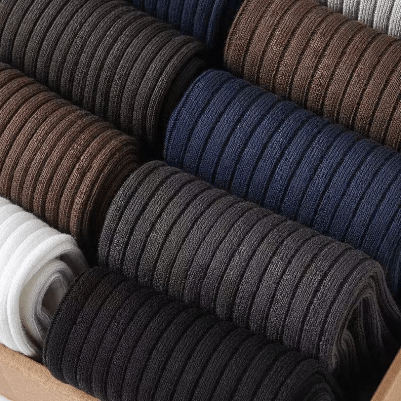 5 Pairs Men's Solid Crew Socks for Spring Mix